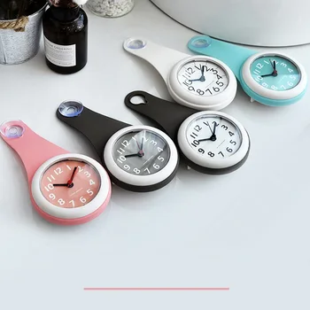 Настенные часы Простые настенные часы для домашней ванной комнаты Водонепроницаемый немой будильник Креативная кухня Холодильник Присоска Настенные часы