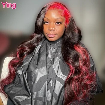 Ying Розовый корень смешанный черный цвет 13x6 прозрачный кружевной передний парик 200% волна тела 13x4 кружевной передний парик предварительно выщипанный с детскими волосами