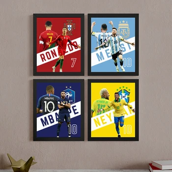 Футбольная звезда Художественный плакат Популярный персонаж Месси Картина на холсте для домашнего настенного декора подарок