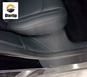 Otertip Протектор порога задней двери автомобиля для Tesla Model Y 2022 Кожаный коврик для заднего сиденья Anti Kick Pad Model Y 2023