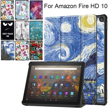Чехол для планшета Amazon Fire HD 10 2023 10,1 '' Крышка подставки PU Leather Auto Wake/Sleep Складной чехол для подставки Защитный чехол для планшета