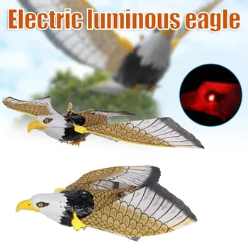  Электрический светящийся орел с висячей проволокой Музыка Летающие игрушки для птиц Симуляция птиц Интерактивные игрушки для кошек с крючком Подарки для детей