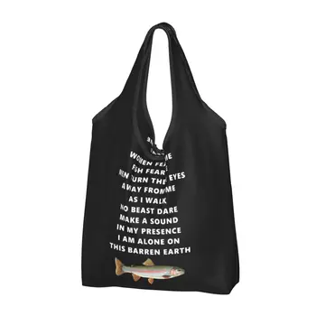 Многоразовые сумки для покупок Women Fear Me Fish Fear Me Shopping Bags for Grocery Складные сумки для продуктов Моющиеся большие большие сумки