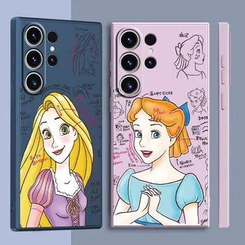Чехол для телефона Disney Princess для Samsung Galaxy S22 Note 20 Ultra Note 10 Plus 8 9 S23 Ultra S21 S20 Квадратная крышка для жидкости Мягкий ТПУ