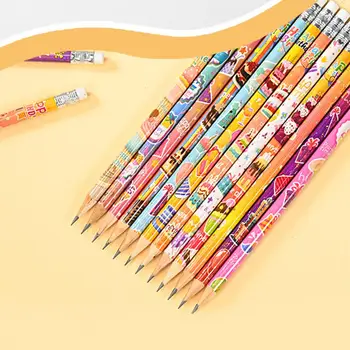Карандаши для учителей Веселые праздничные карандаши на день рождения 24 деревянных карандаша с лучшими ластиками для детских принадлежностей на день рождения Favors Pencils