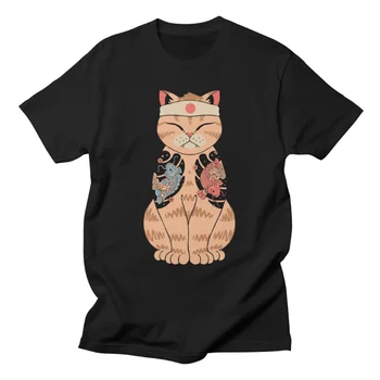 летняя футболка с коротким рукавом базовая повседневная с о-образным вырезом женская кошка с принтом мультфильм с принтом шаблон модная милая японская футболка.