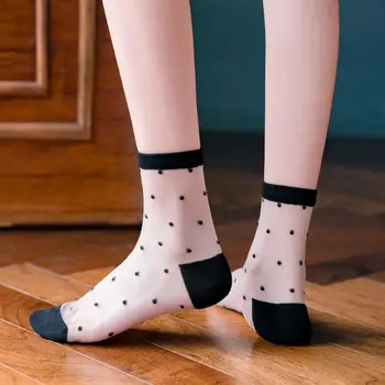 сексуальные кружевные женские носки летние ультратонкие прозрачные сетчатые ажурные короткие носки Harajuku Casual Дышащий черный белый экипаж носки