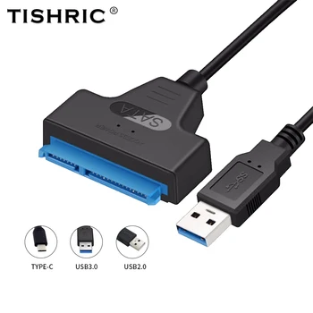 TISHRIC SATA TO USB 3.0 2.0 Type-C Кабель для жесткого диска Адаптер 15 + 7 22-контактный разъем Поддержка 2,5-дюймовый внешний твердотельный накопитель HDD Жесткий диск