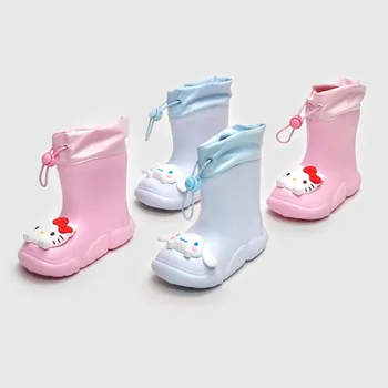 Kawaii Sanrio Hello Kitty Резиновые сапоги Cinnamoroll Мультфильм Аниме Милые детские резиновые сапоги для влажной погоды Подарки на день рождения для девочек