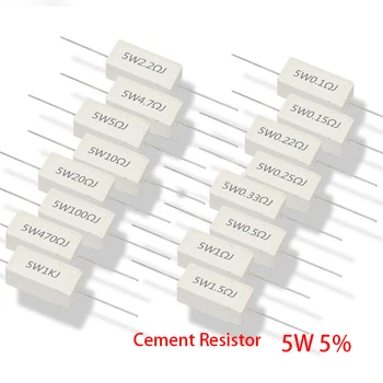 20 шт. 5 Вт 5% цементный резистор Сопротивление мощности 0,01R 0,05R 0,1R 0,15R 0,22R 0,25R 0,27R 0,01 0,05 0,1 0,15 0,22 0,25 0,27 Ом