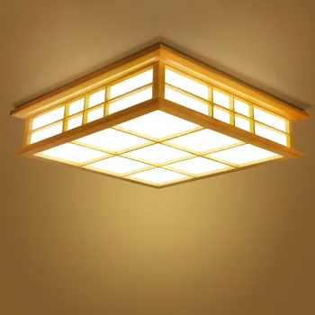 Лампа татами в японском стиле Массивные деревянные квадратные светодиодные потолочные светильники Освещение гостиной спальни Учебные лампы MX10281725