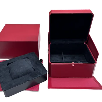  Настройка Высококачественная красная коробка для часов с бумажной картой и сумкой для лучших роскошных часов Чехол Коробка для наручных часов Дисплей держателя часов