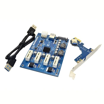 Комплект расширения PCI-E X1 до 4PCI-E X16 От 1 до 4 портов PCI Express Коммутатор Multiplier HUB SATA USB Riser Card для майнинга BTC