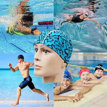 Полезный полиэстер Высокая эластичность Унисекс Защита ушей Плавательная шапка для мужчин Шапка для плавания Спортивная шапка для плавания