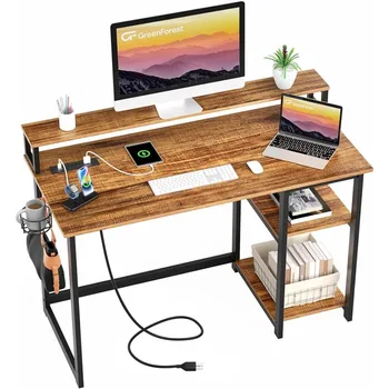Компьютерный стол GreenForest с USB-портом для зарядки и розеткой, двусторонний стол для домашнего офиса, 40-дюймовый рабочий стол