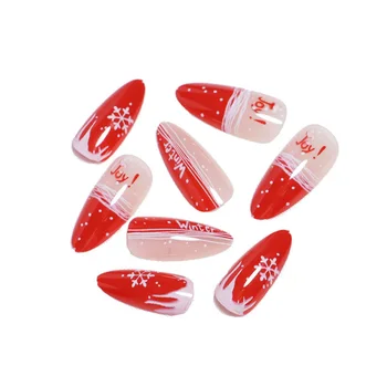  Белый Красный Накладные Ногти С Буквенной Печатью Долговечный Безопасный Материал Водонепроницаемые Накладные Ногти Для Профессионального Салона Нейл-Арта