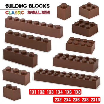 Строительный блок 1X2 1X8 2X2 2X8 отверстие Коричневый кирпич основные аксессуары образование творчество совместимый бренд строительный блок игрушки