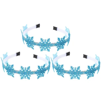 3 шт. Декоративные рождественские обручи для волос со снежинками Прекрасные рождественские резинки для волос в виде снежинки