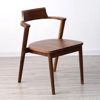 Стул для головы коровы из черного ореха, обеденный стул из натурального дерева Nordic, стул со спинкой из массива дерева, современный минималистичный обеденный стол стул c