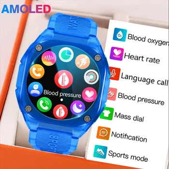 AMOLED Screen Умные часы для мужчин и женщин Всегда отображает Спортивные умные часы Сердечный ритм Фитнес-браслет 2024 5ATM Водонепроницаемый