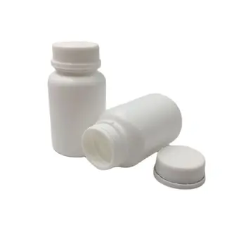 50 шт. 100 мл 100cc HDPE Белые многоразовые витаминные капсулы Бутылки с крышками с защитой от несанкционированного вскрытия