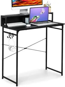 32 дюйма Компьютерный стол с полкой Study Writing Домашний офис Стол с подставкой для монитора Туалетный столик Мини-стол для ноутбука с крючком