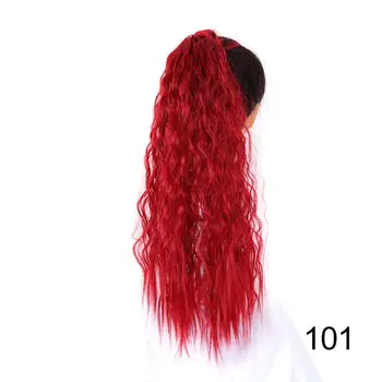 Синтетические длинные искусственные волосы Кулиска Наращивание хвоста Кукуруза Кудрявые для женщин Высокотемпературное наращивание волос из волокна