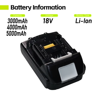 Для замены литий-ионного аккумулятора 3,0 Ач / 4,0 Ач / 5,0 Ач 18 В на Makita BL1820B BL1815 BL1850 BL1840 BL1860B LXT400 Совместимый аккумулятор