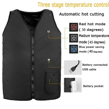 Жилет с подогревом для мужчин USB Перезаряжаемая зимняя куртка с подогревом с 3 регулируемыми температурами Жилет с подогревом для кемпинга