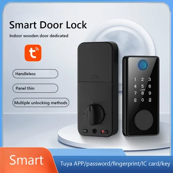 Умные замки с ригелем Tuya Digital Tuya APP Замок со смарт-картой Bluetooth, биометрический отпечаток пальца, пароль, входная дверь без ключа