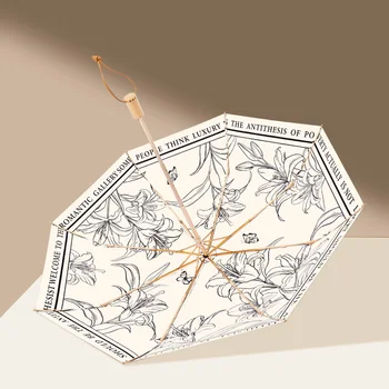 Sun Руководство по эксплуатации Женский зонт Складные зонтики на открытом воздухе Двухслойный зонт Уникальный Гуарда Чува Японское украшение