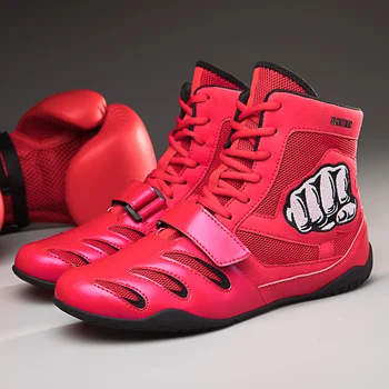  Профессиональная унисекс Высокая борцовская обувь Боксерские тренировочные ботинки Спорт на открытом воздухе Размер 36-46 Боксерская боевая обувь