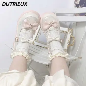 Girl Sweet Cute Lolita Shoes Femme Японский стиль JK Fashion Кожаные Мэри Джейнс Обувь Лето Осень Обувь для женщин 2023 Новый
