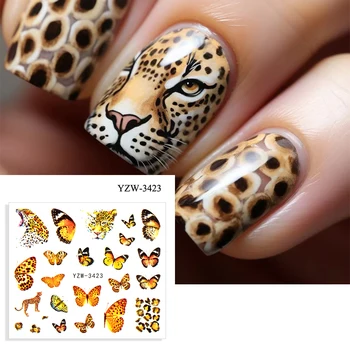 Леопардовый принт Наклейки для ногтей Французские наклейки для ногтей Бабочка Наклейки для ногтей Зебра Геометрические губы Дизайн ногтей DIY Украшения для ногтей