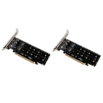 2X PCIE 4.0 Двухдисковая плата расширения PCIeX16 - M.2 M-Key NVME SSD, поддерживает 4 твердотельных накопителя NVMe M.2 M Key 2280