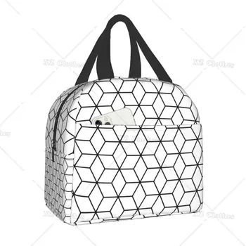 Роскошная геометрия Абстрактный геометрический узор Изолированные сумки для ланча Герметичный охладитель Термо Ланч Бокс для мужчин Дети Пикник на открытом воздухе
