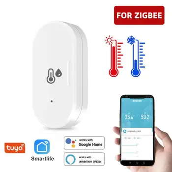 Tuya Mini Zigbee Датчик температуры влажности с батареей Детектор влажности в реальном времени Портативный умный дом для Alexa Google Home