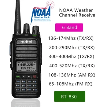 Radtel RT-830 NOAA Weather Channel 6 Диапазоны Любительский радиолюбитель Двустороннее радио 128CH Рация Воздушный диапазон Цвет Полицейский сканер Морской пехотинец