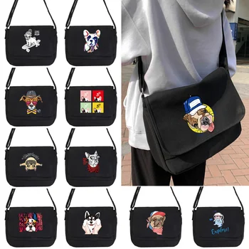 Новая корейская сумка-мессенджер с принтом собаки Женские новые сумки 2023 года Сумки через плечо с несколькими карманами для женщин Школьная сумка через плечо для книг Девочки Sac