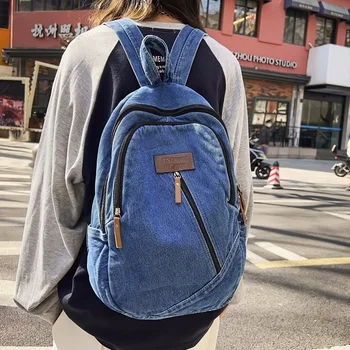 Джинсовый женский рюкзак Дизайн Школьные сумки Для девочек-подростков Дорожные рюкзаки Большая емкость Женское плечо Ковбойский рюкзак