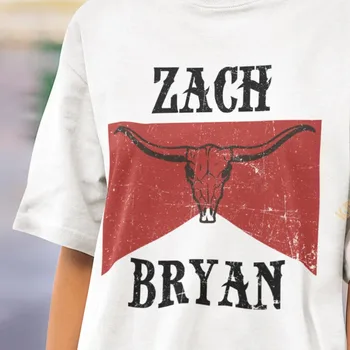 Zach Bryan Ретро Мужская футболка Белая Винтаж унисекс Все размеры S-5XL 1F271