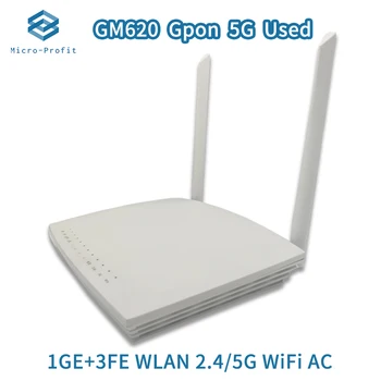 GM620 GPON ONU 1GE +3FE+WLAN 2.4G&5G Двухдиапазонный переменный ток Wifi Антенна Оптоволоконный модем Подержанный GPON ONT Нет питания Бесплатная доставка