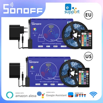 SONOFF L2 Lite Smart Wifi Светодиодная лента 5M с регулируемой яркостью EU US WiFi Flexible RGB Strip Lights APP Пульт дистанционного управления Работа с Alexa