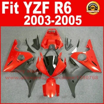 Кузовные детали для YAMAHA R6 комплекты обтекателей 2003 2004 2005 красный черный YZF R6 03 04 05 заводской комплект обтекателей кузова