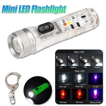 Mini LED Фонарик USB Перезаряжаемый Многорежимный Портативный Фонарик С Магнитным Брелоком Свет На Открытом Воздухе Кемпинг Предупреждающий Фонарь