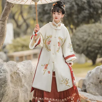 Hanfu оригинальная женская шаль с круглым воротником в китайском стиле осень и зима теплая рубашка-стойка новогодняя двубортная