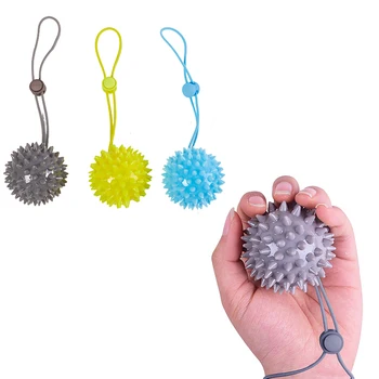 Прочный 5,5 см TPR Колючий массажный мяч с веревкой Шип Массажер Триггерная точка Рука Обезболивающие Мячи Hedgehog