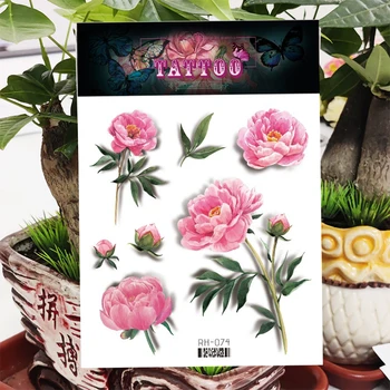 Временная наклейка для татуировки Розовая роза Цветы пиона Водонепроницаемые наклейки Tatoo Боди-арт Живопись Руки Ноги Поддельные татуировки для женщины