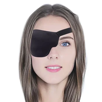 Унисекс Регулируемая вогнутая повязка на глаз Детский пиратский косплей Костюм Черный Одиночная Повязка Для Глаза Моющаяся Повязка Для Одного Глаза Ночная Маска