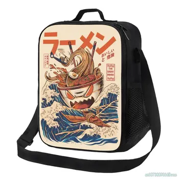  Under The Wave Off Kanagawa Ramen Изолированная сумка для ланча для школьной работы Пикник Тоут Ланч Бокс Герметичная сумка-холодильник для взрослых и детей